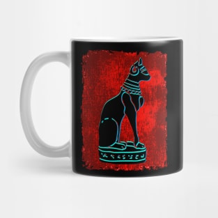 Bastet Cat Black/Teal/Red Mug